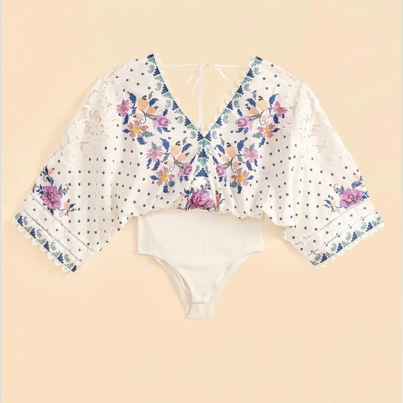 Farm Rio Off-White Romantic Bandanas Bodysuit - Picture 9 of 9